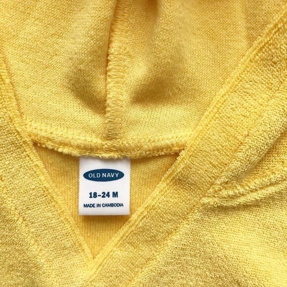 Old Navy yellow terry hoodie GUC 18-24 months - Picture 3 of 5
